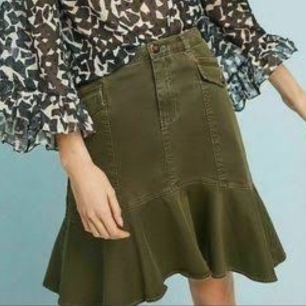 Anthropologie Maeve Utility Flounce Skirt